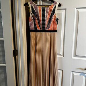 Maeve Anthropologie Sleeveless Pleated Maxi Dress with Embroidered Bodice Sz 4P